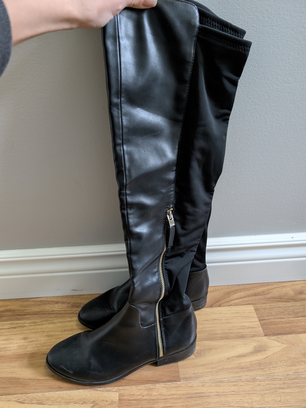 Aldo Black Over-the-Knee Flat Boots with Side Zip